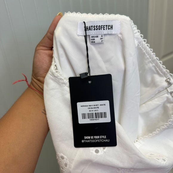 THATSSOFETCH NWT White Eyelet Midi Skirt S:6 Cottagecore / Fairycore Aesthetic - Picture 5 of 8